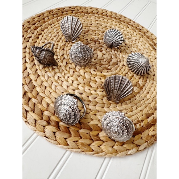 Vintage Other - Beaulieu Vineyard BV Vintage Pewter Seashell 8 Napkin Rings